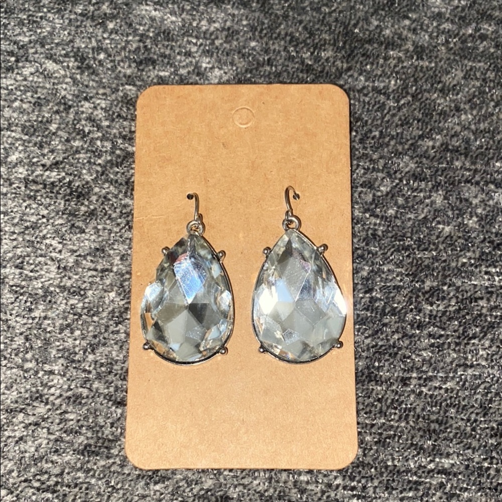 Silver Teardrop Gemstone Earrings